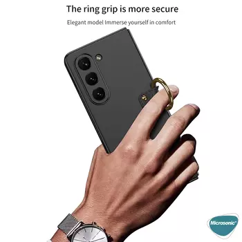 Microsonic Samsung Galaxy Z Fold 5 Kılıf Ring Fall Platinum Gümüş