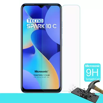 Microsonic TECNO Spark 10C Tempered Glass Cam Ekran Koruyucu