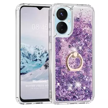 Microsonic TECNO Spark 9 Pro Kılıf Glitter Liquid Holder Mor