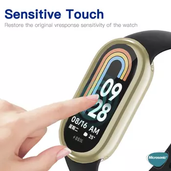 Microsonic Xiaomi Mi Band 8 Kılıf 360 Full Round Soft Silicone Gold