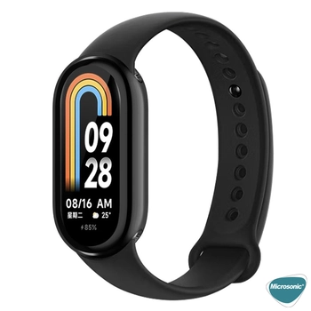 Microsonic Xiaomi Mi Band 8 Kılıf 360 Full Round Soft Silicone Siyah