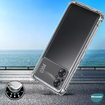 Microsonic Xiaomi Poco M5 Kılıf Anti Shock Silikon Şeffaf