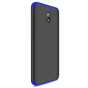 Microsonic Xiaomi Redmi 8A Kılıf Double Dip 360 Protective Siyah Mavi