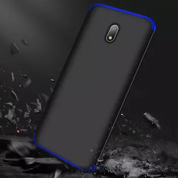 Microsonic Xiaomi Redmi 8A Kılıf Double Dip 360 Protective Siyah Mavi