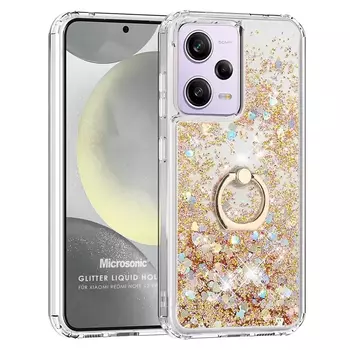 Microsonic Xiaomi Redmi Note 12 Pro 5G Kılıf Glitter Liquid Holder Gold