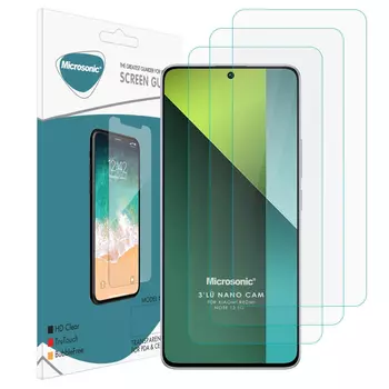 Microsonic Xiaomi Redmi Note 13 5G Screen Protector Nano Glass Cam Ekran Koruyucu (3`lü Paket)