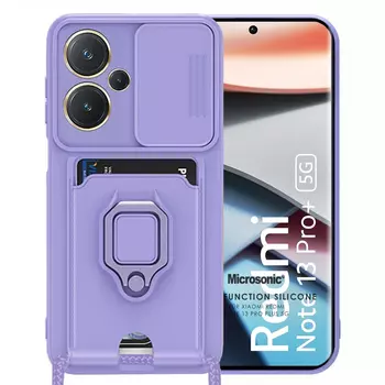 Microsonic Xiaomi Redmi Note 13 Pro Plus 5G Kılıf Multifunction Silicone Lila