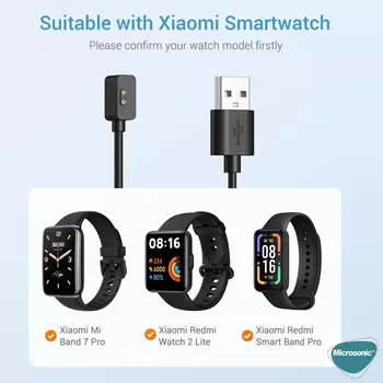 Microsonic Xiaomi Redmi Watch 2 Lite Manyetik USB Şarj Kablosu Siyah