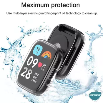 Microsonic Xiaomi Redmi Watch 3 Kılıf 360 Full Round Soft Silicone Rose Gold